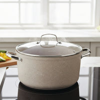 Korkmaz Granita 7 Pieces Non-Stick Cookware Set | Forged Aluminum Granite Coated Induction Base Cookware Pots and Pans Set | Beige - KA1272