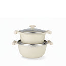 Prestige Essentials 7-Piece Off-White Granite Set | Non-Stick Pots and Pans Set | Induction Compatible Cooking Set | PR80971