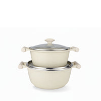 Prestige Essentials 7-Piece Off-White Granite Set | Non-Stick Pots and Pans Set | Induction Compatible Cooking Set | PR80971