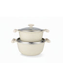 Prestige Essentials 7-Piece Off-White Granite Set | Non-Stick Pots and Pans Set | Induction Compatible Cooking Set | PR80971