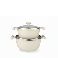 Prestige Essentials 7-Piece Off-White Granite Set | Non-Stick Pots and Pans Set | Induction Compatible Cooking Set | PR80971