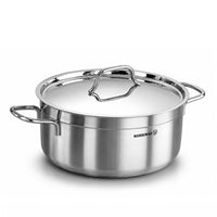 Korkmaz Alfa XL 11 Pieces Stainless Steel Cookware Set | Induction Compatible Tri-Ply Bottom Pots and Pans Set | Silver -KA1641
