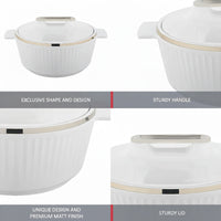 Asian Fancy Insulated Casserole Dlx Set3 (1500 + 2500 +3500 Ml) - White | AFSET1-2123W