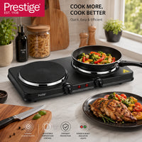 Prestige 2500W Ceramic Double Hotplate Rust Proof Body With Dual Temperature Controls |  PR81405 - Black