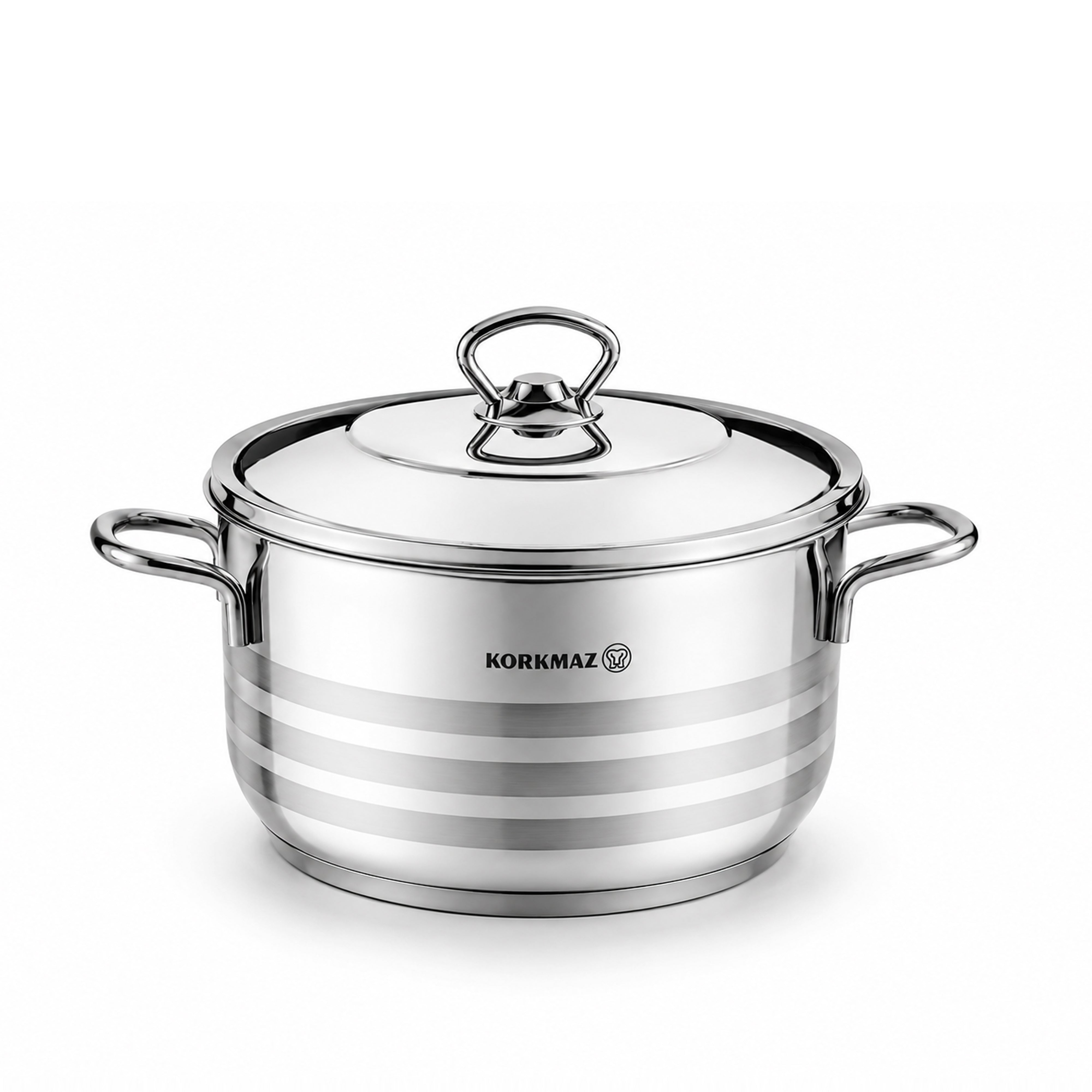 Korkmaz Astra 11 Pcs Stainless Steel Cookware Set | Turkish Induction Compatible Tri-Ply Bottom Pots and Pans Set | Silver KA1090