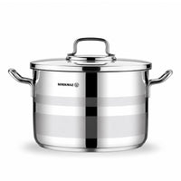 Korkmaz Astron 7 Pcs Cookware Set | Stainless Steel Pots and Pans Set | Inductions Compatible Tri-Ply Bottom Cooking Set | Silver - KA2054