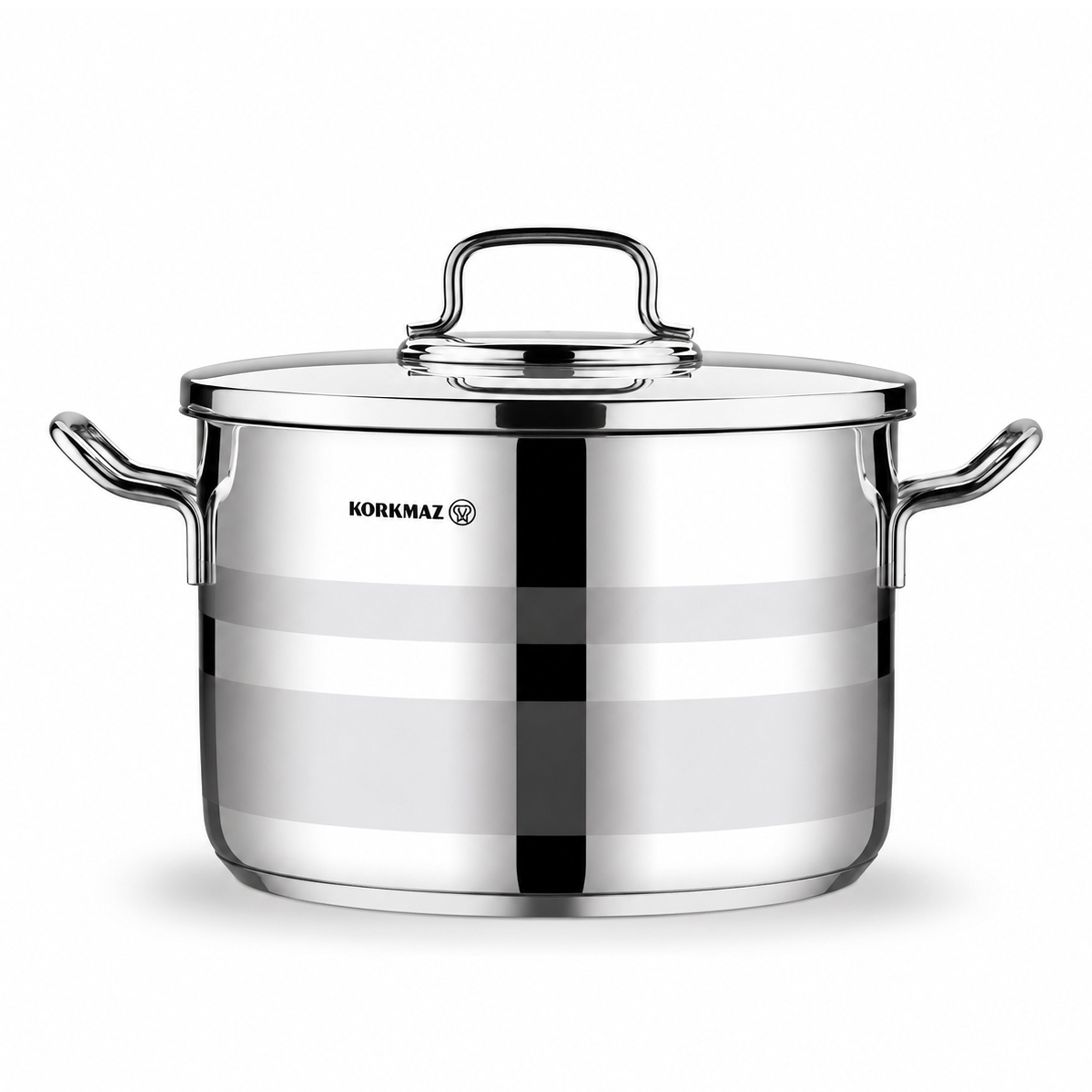 Korkmaz Astron 7 Pcs Cookware Set | Stainless Steel Pots and Pans Set | Inductions Compatible Tri-Ply Bottom Cooking Set | Silver - KA2054
