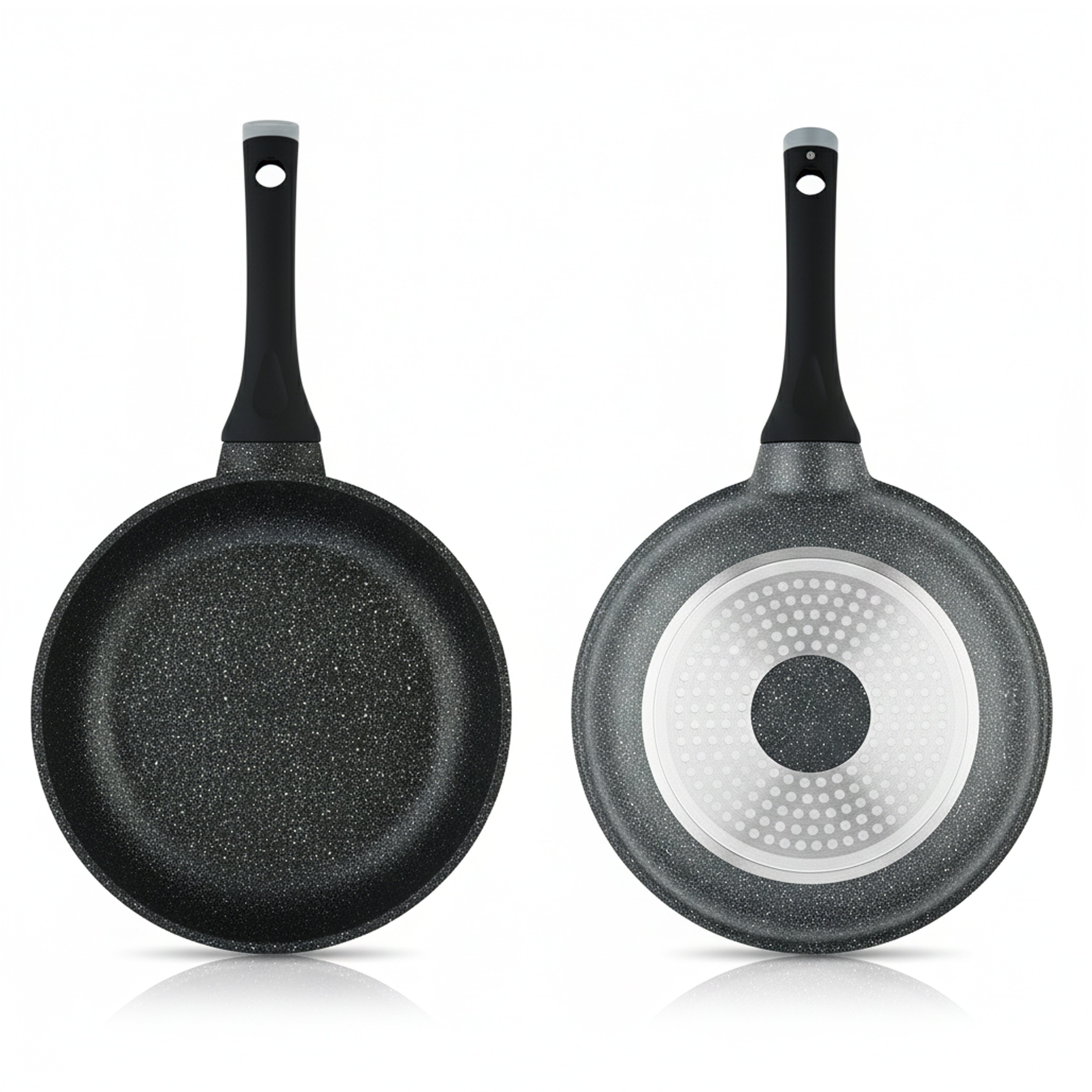 Prestige Essentials Granite 7 Piece Non-Stick Cast Aluminium Cookware Sets | Induction Compatible Pots and Pans Set | Black - PR80962