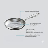 Prestige Infinity Tri Ply Stainless Steel 20cm Fry Pan | Induction + all hob suitable | PR81180
