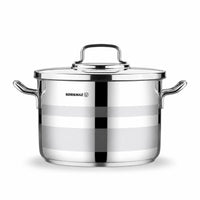 Korkmaz Astron 7 Pcs Cookware Set | Stainless Steel Pots and Pans Set | Inductions Compatible Tri-Ply Bottom Cooking Set | Silver - KA2054
