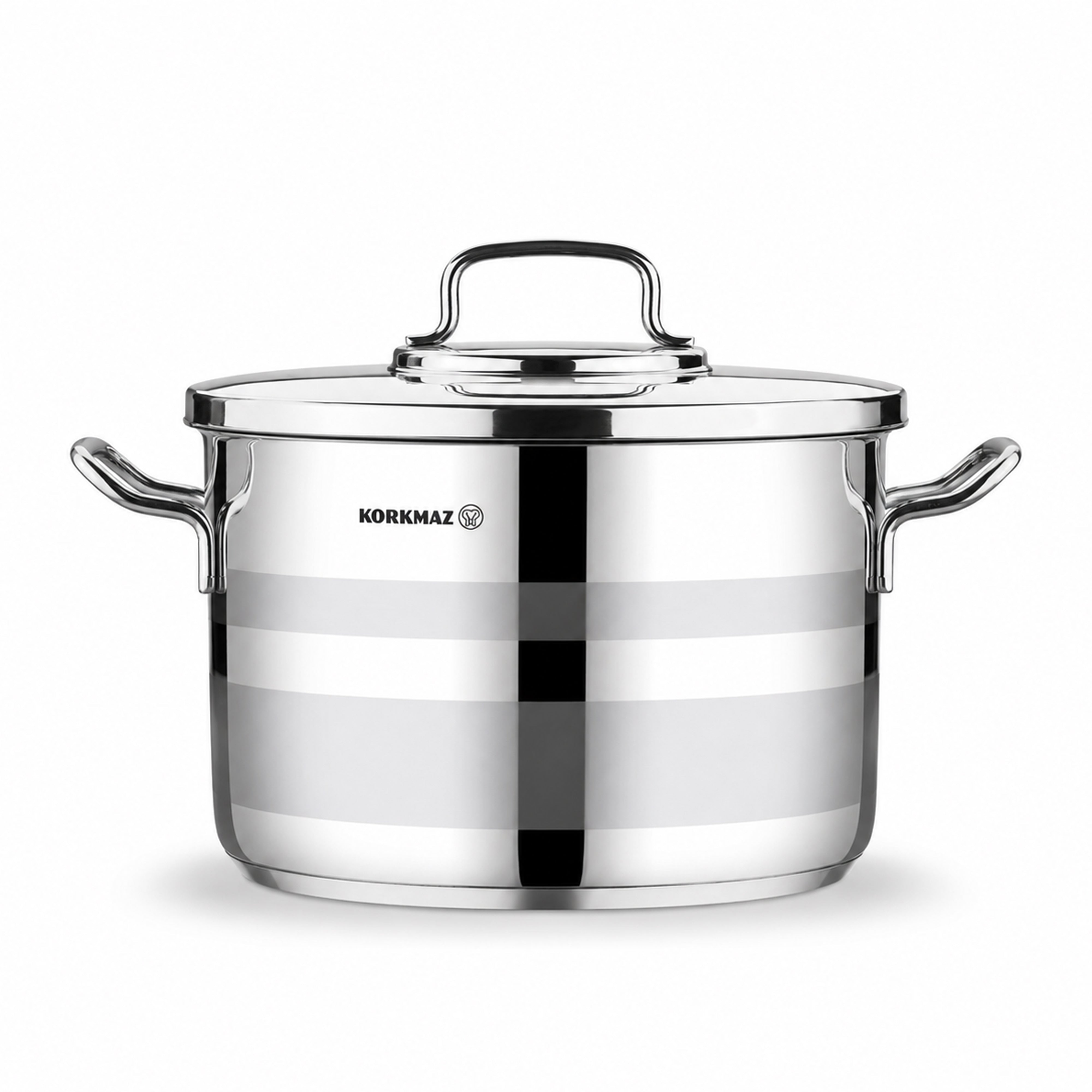 Korkmaz Astron 7 Pcs Cookware Set | Stainless Steel Pots and Pans Set | Inductions Compatible Tri-Ply Bottom Cooking Set | Silver - KA2054