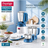 Prestige Emerald Prime Mixer Grinder 1800W Max (3 Jars) - Blue | PR43193