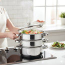 Winsor 3 Tier Stainless Steel Induction Steamer with Steam Vent Glass Lid 20CM (2.5 Ltr Capacity) | WR80843