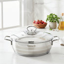 Korkmaz Alfa Grande 14 Pieces Stainless Steel Cookware Set | Stainless Steel Induction Compatible Tri-Ply Bottom Pots and Pans Set | Silver - KA1089