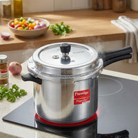 Prestige Popular Plus Svachh Virgin Aluminium Spillage Control Outer Lid Pressure Cooker, (Silver), 12 Liter