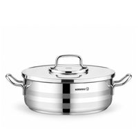 Korkmaz Astron 12 Pcs Cookware Set | Stainless Steel Pots and Pans Set | Inductions Compatible Tri-Ply Bottom Cooking Set | Silver - KA2056