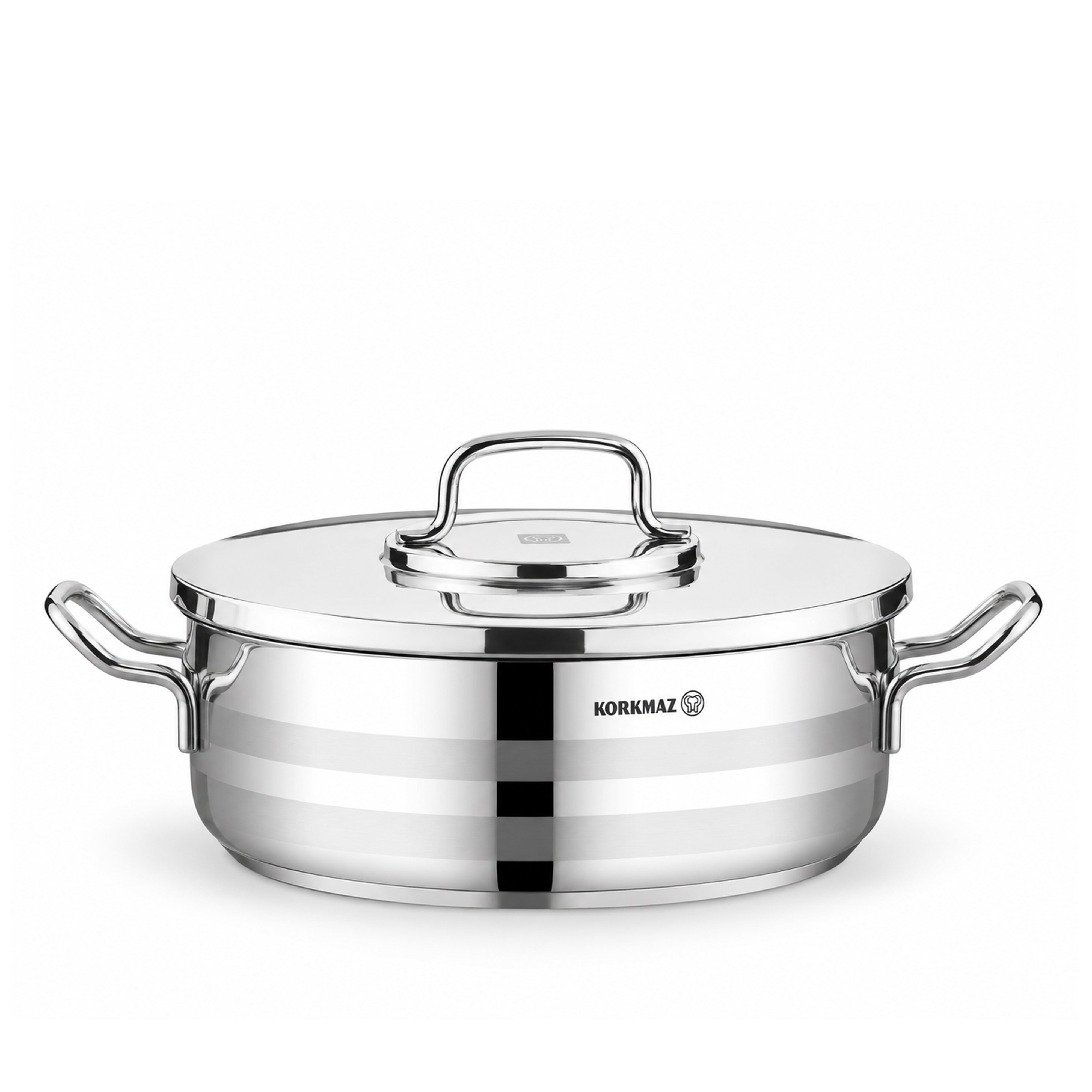 Korkmaz Astron 12 Pcs Cookware Set | Stainless Steel Pots and Pans Set | Inductions Compatible Tri-Ply Bottom Cooking Set | Silver - KA2056