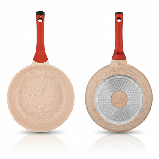 Prestige Essentials Granite 12 Piece Non-Stick Cast Aluminium Cookware sets | Induction Compatible Pots and Pans Set | Pink - PR80964