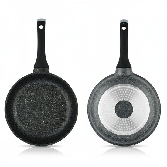 Prestige Essentials Granite 12 Piece Non-Stick Cast Aluminium Cookware sets | Induction Compatible Pots and Pans Set | Black - PR80965