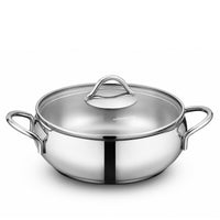 Korkmaz Tombik 9 Pieces Stainless Steel Cookware Set | Induction Compatible Tri-Ply Bottom Pots and Pans Set | Silver - KA1800
