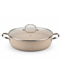 Korkmaz Granita 7 Pieces Non-Stick Cookware Set | Forged Aluminum Granite Coated Induction Base Cookware Pots and Pans Set | Beige - KA1272