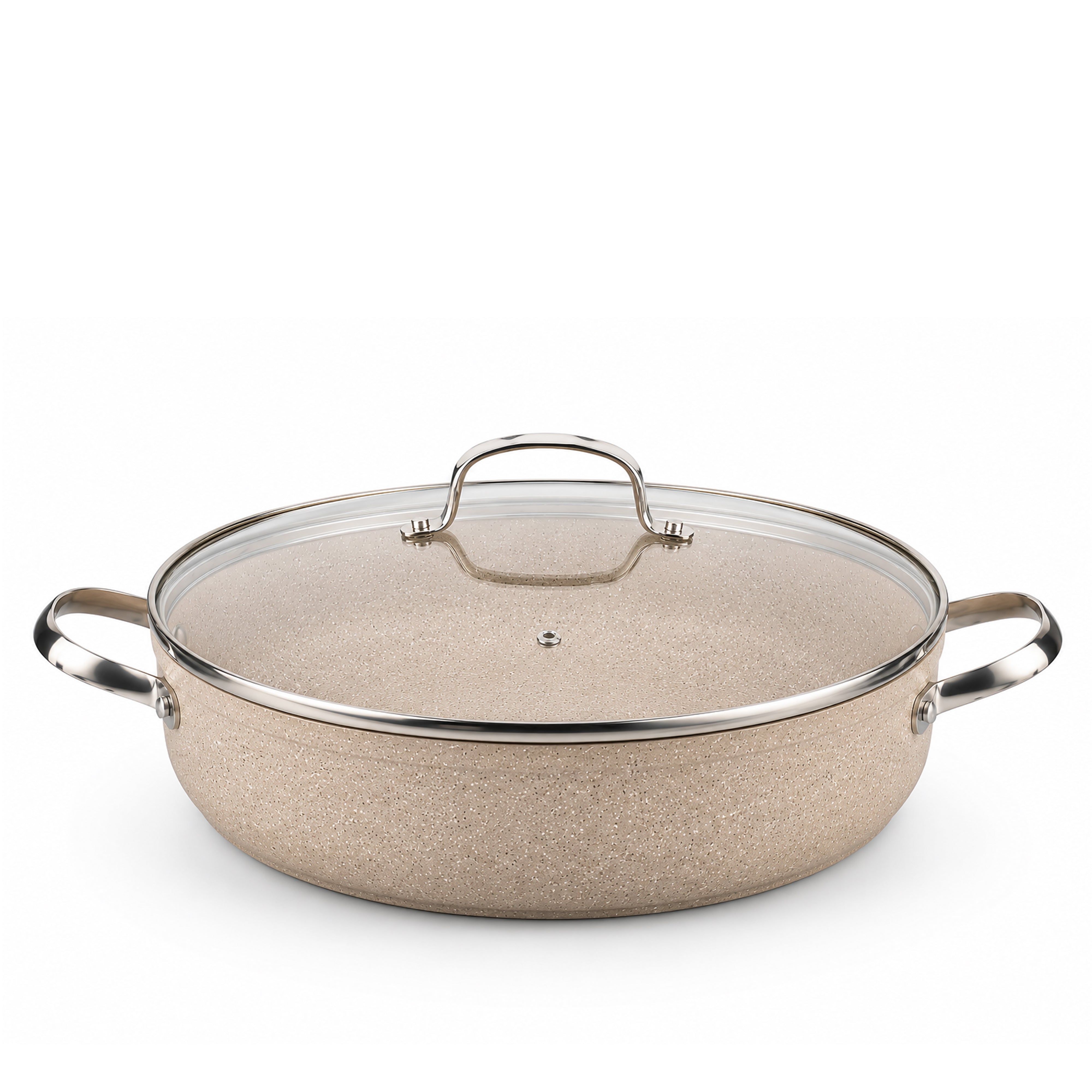 Korkmaz Granita 7 Pieces Non-Stick Cookware Set | Forged Aluminum Granite Coated Induction Base Cookware Pots and Pans Set | Beige - KA1272