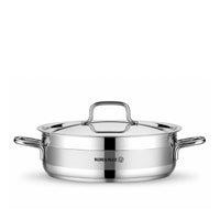 Korkmaz Alfaron 7 Pcs Stainless Steel Cookware Set | Industion Compatible Tri-Ply Bottom Pots and Pans Set | Silver - KA1954