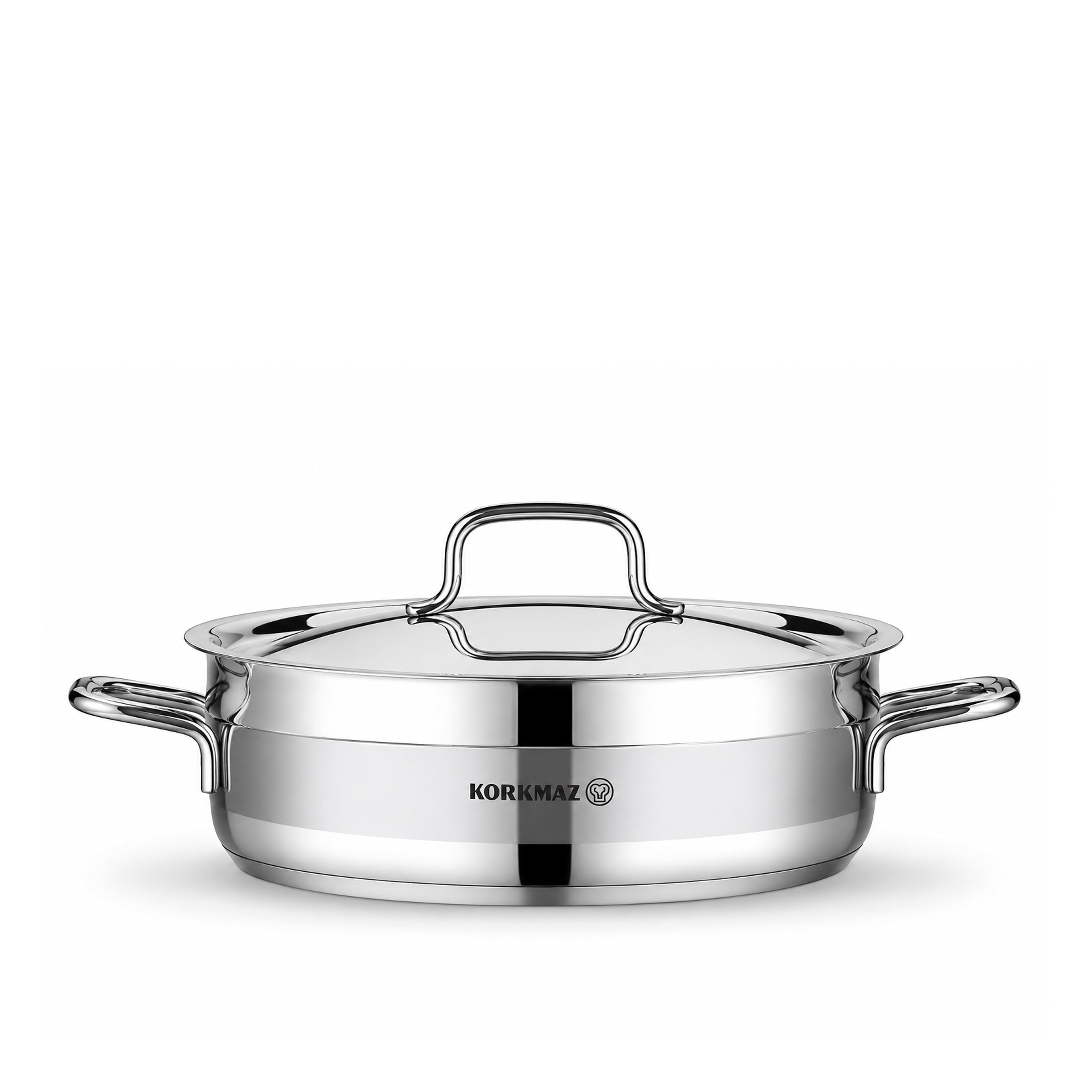 Korkmaz Alfaron 7 Pcs Stainless Steel Cookware Set | Industion Compatible Tri-Ply Bottom Pots and Pans Set | Silver - KA1954