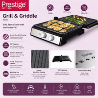 Prestige 2200W Grill & Griddle | Granite Non-Stick Coated Griller | PR50351