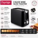 Prestige 2 Slice 700W Electric Toaster with 7 Browning Settings | Color - Black | PR81534