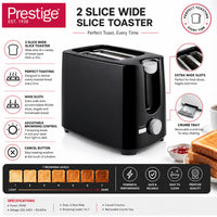 Prestige 2 Slice 700W Electric Toaster with 7 Browning Settings | Color - Black | PR81534