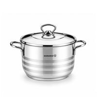 Korkmaz Astra 11 Pcs Stainless Steel Cookware Set | Turkish Induction Compatible Tri-Ply Bottom Pots and Pans Set | Silver KA1090