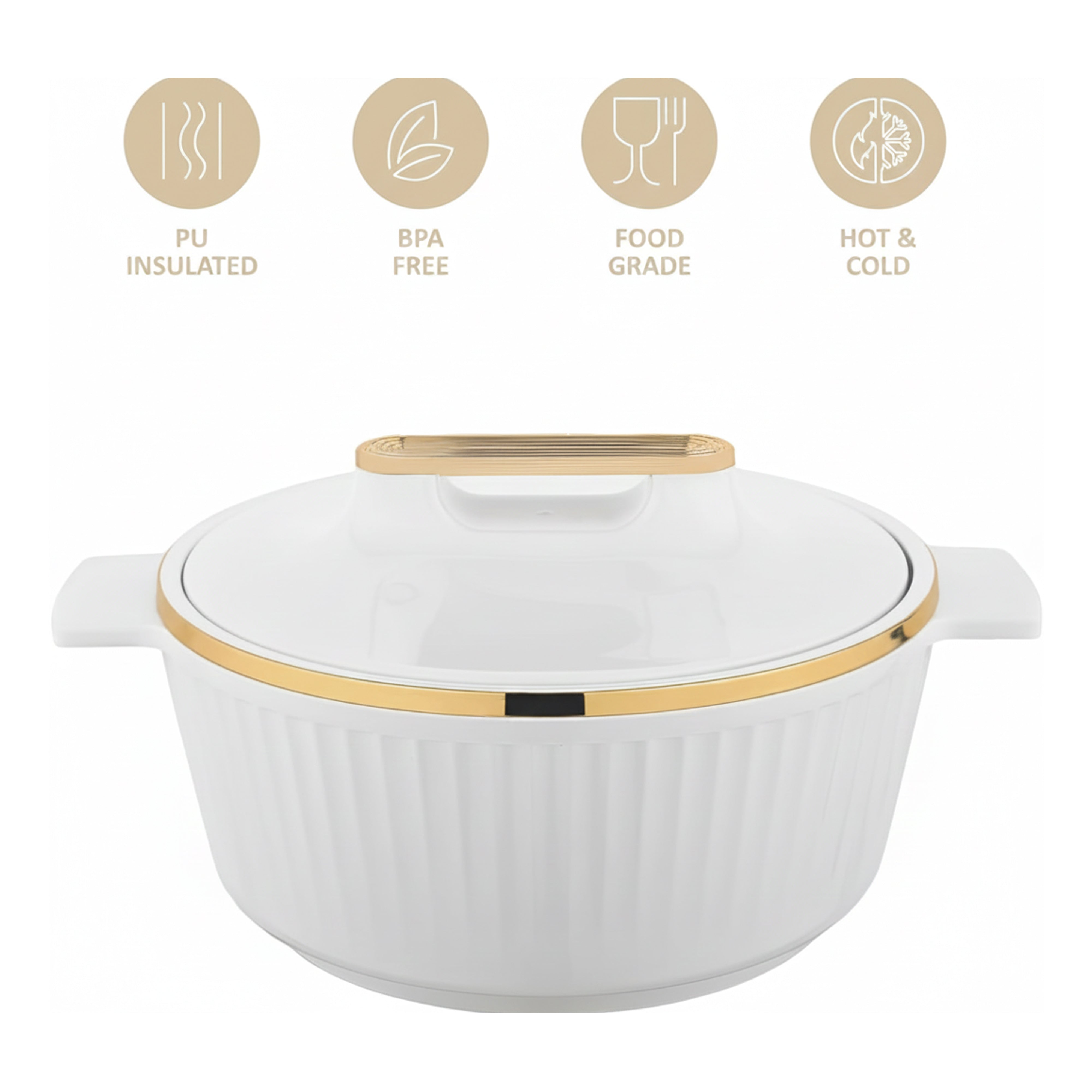 Asian Fancy Insulated Casserole Dlx Set3 (1500 + 2500 +3500 Ml) - White | AFSET1-2123W