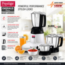 Prestige Emerald Deluxe 1800W Max Mixer Grinder with 3 Jars | PR43192