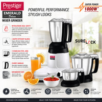 Prestige Emerald Deluxe 1800W Max Mixer Grinder with 3 Jars | PR43192