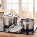 Korkmaz Alfa 9 Pieces Stainless Steel Cookware Set | Induction Compatible Tri-Ply Bottom Cookware Pots and Pans Set | Silver - KA1660