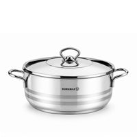 Korkmaz Astra 11 Pcs Stainless Steel Cookware Set | Turkish Induction Compatible Tri-Ply Bottom Pots and Pans Set | Silver KA1090