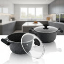 Prestige Essentials Granite 12 Piece Non-Stick Cast Aluminium Cookware sets | Induction Compatible Pots and Pans Set | Black - PR80965