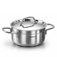 Korkmaz Alfa XL 11 Pieces Stainless Steel Cookware Set | Induction Compatible Tri-Ply Bottom Pots and Pans Set | Silver -KA1641