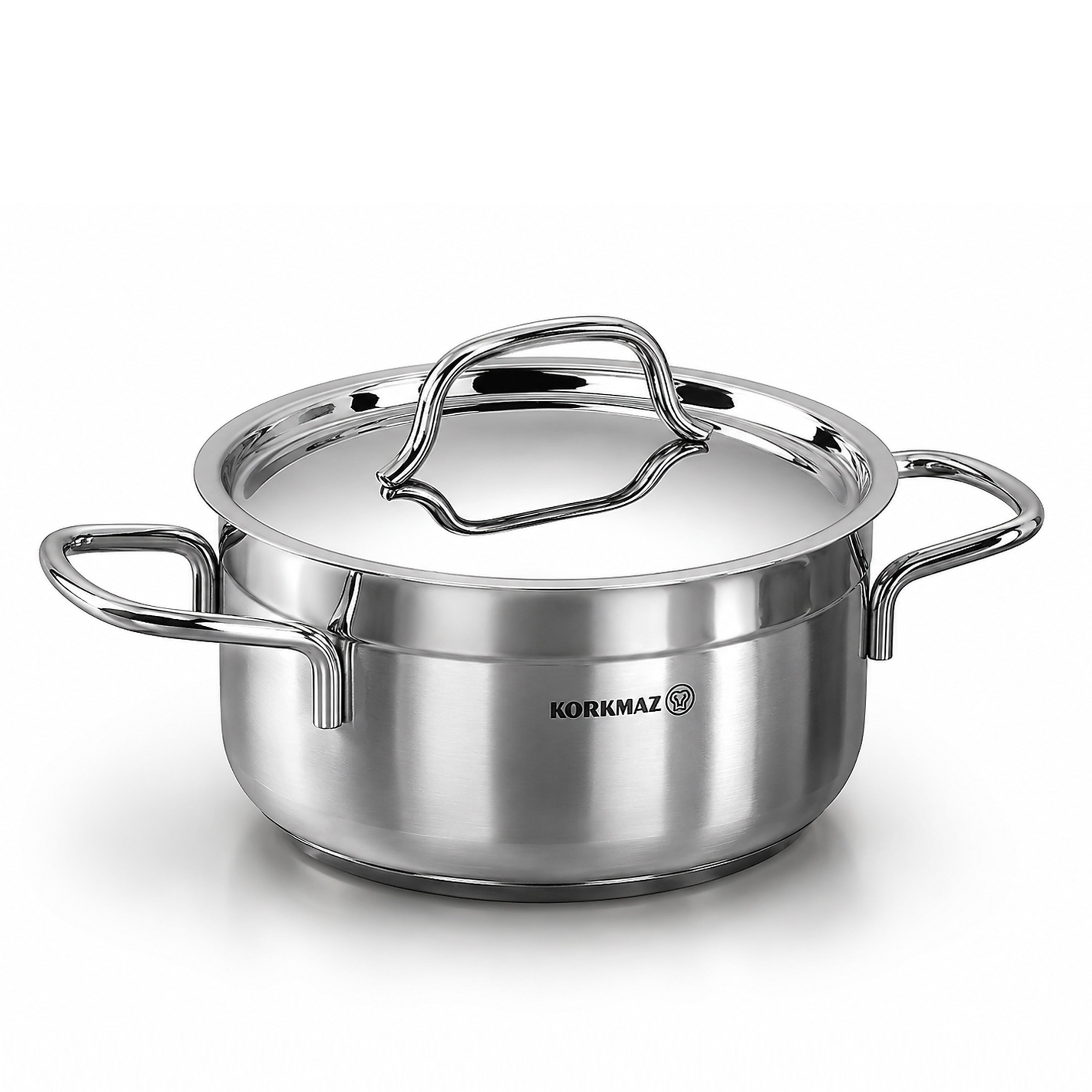 Korkmaz Alfa XL 11 Pieces Stainless Steel Cookware Set | Induction Compatible Tri-Ply Bottom Pots and Pans Set | Silver -KA1641