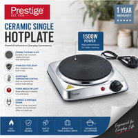 Prestige Ceramic Single Hotplate Stainless Steel Body With 185 Mm Heating Zone | 1500W - PR81402