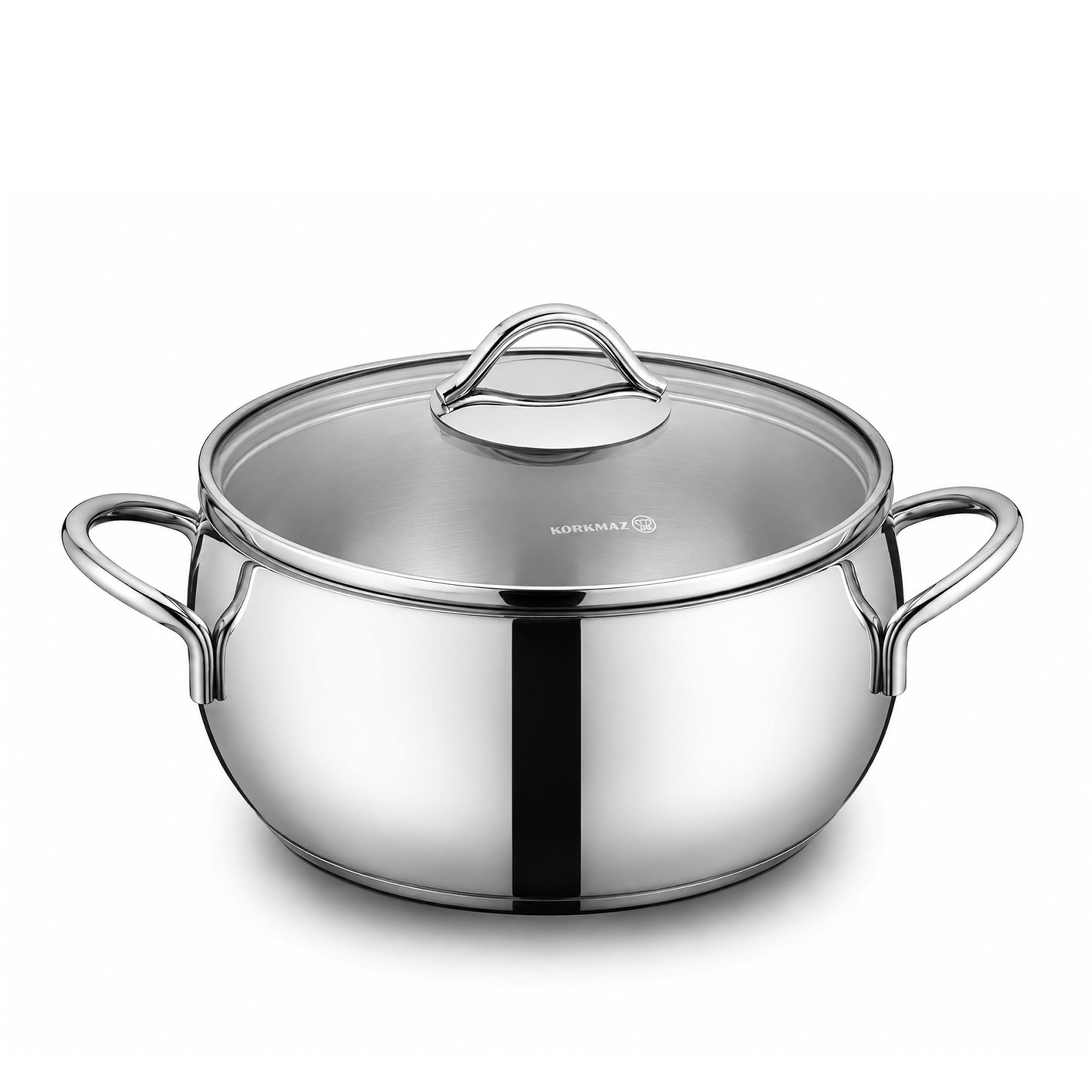 Korkmaz Tombik 9 Pieces Stainless Steel Cookware Set | Induction Compatible Tri-Ply Bottom Pots and Pans Set | Silver - KA1800
