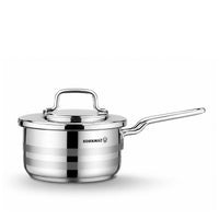 Korkmaz Astron 12 Pcs Cookware Set | Stainless Steel Pots and Pans Set | Inductions Compatible Tri-Ply Bottom Cooking Set | Silver - KA2056