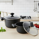 Prestige Essentials 9pcs Pots and Pans Set | Nonstick Cookware Sets | Granite Pots Set | Kitchen Induction Pots and Pans Cooking Sets | Pan Sets for Cooking | Black - PR80989