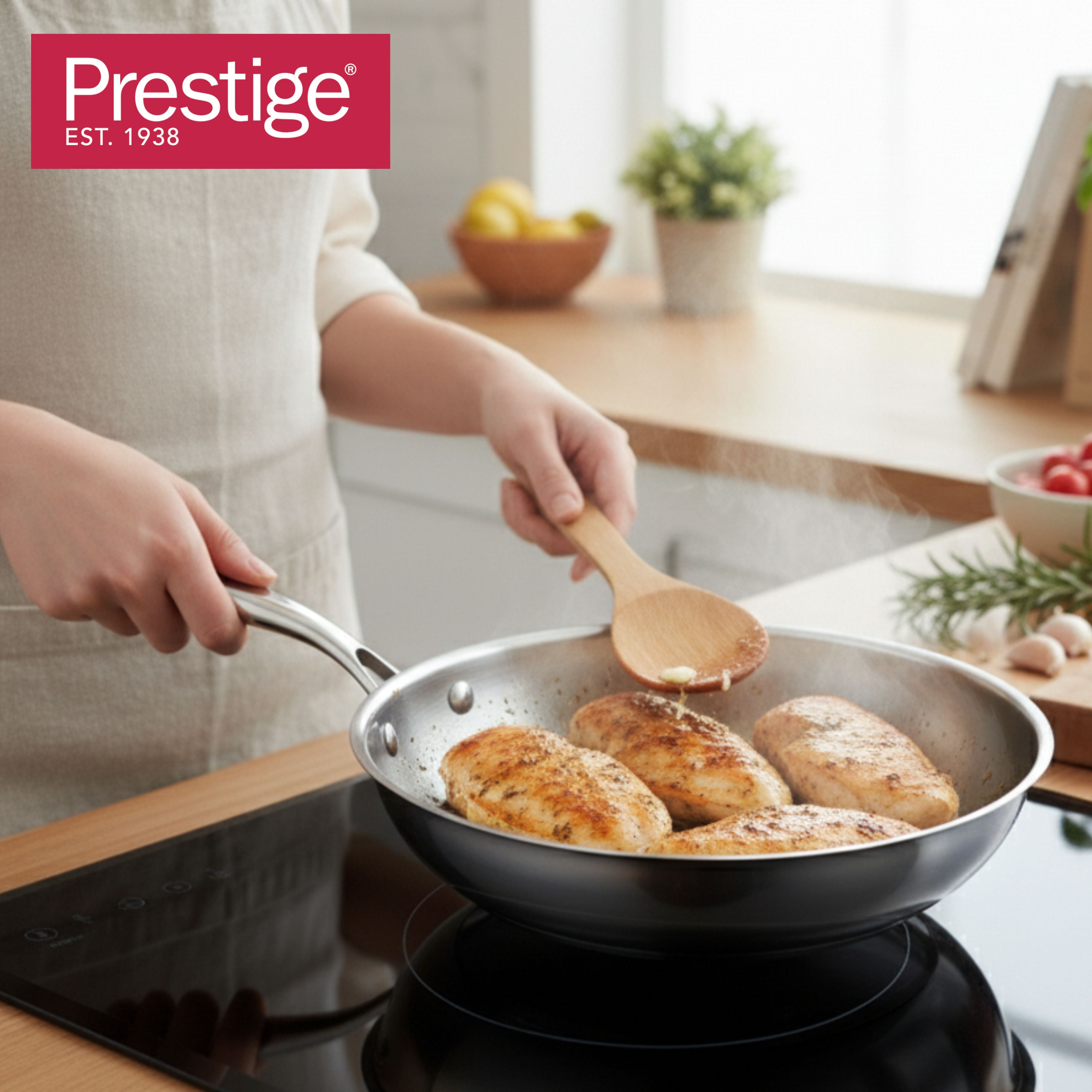 Prestige Tri Ply S/S Twin Frypan Set 24Cm / 28Cm Fry Pan | Induction + all hob suitable | Pots and Pans Set | PR81205