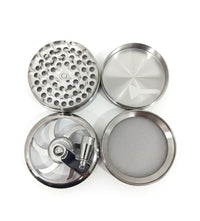 Prestige Herb Grinder 4 Layers Grinder | Hand Crank Spice/Coffee Mill with Magnetic Lid (Silver) | PR50633