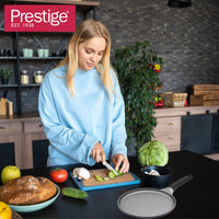 Prestige Essentials Flat Tawa 24cm | Non-Stick Granite Coating Dosa Pan | Induction Base Tawa Pan for Dosa/Roti/Chapati with Stick Handle | Black - PR81166