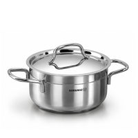 Korkmaz Alfa Grande 14 Pieces Stainless Steel Cookware Set | Stainless Steel Induction Compatible Tri-Ply Bottom Pots and Pans Set | Silver - KA1089