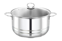 Prestige Stainless Steel Casserole With Glass Lid 30Cm / 11L| Induction Compatible Cooking Pot | Silver - PR81146
