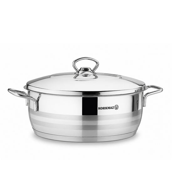 Korkmaz Astra Low Stainless Steel Casserole Pot 26X10 Cm / 5.3 L.
 | KA1907
